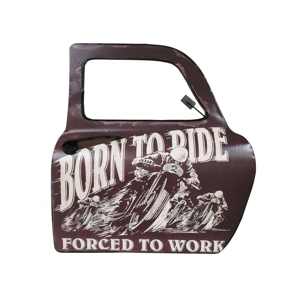 BM-JD1824 Born To Ride Forced To Work Motor Bike Racer On A Car Door Sign