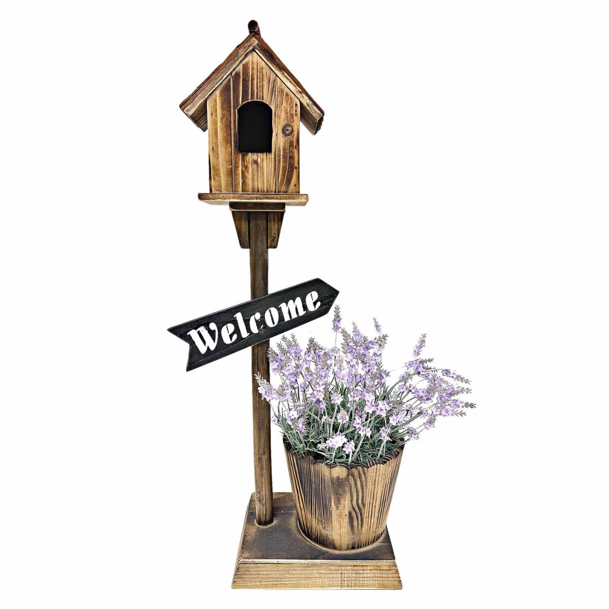 BM-WA3011 Welcome Sign Birdhouse And Barrel Planter