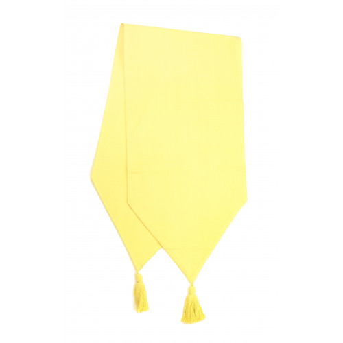13 x 72 in. Ribbed Table Runner with Tassels, Butter Yellow