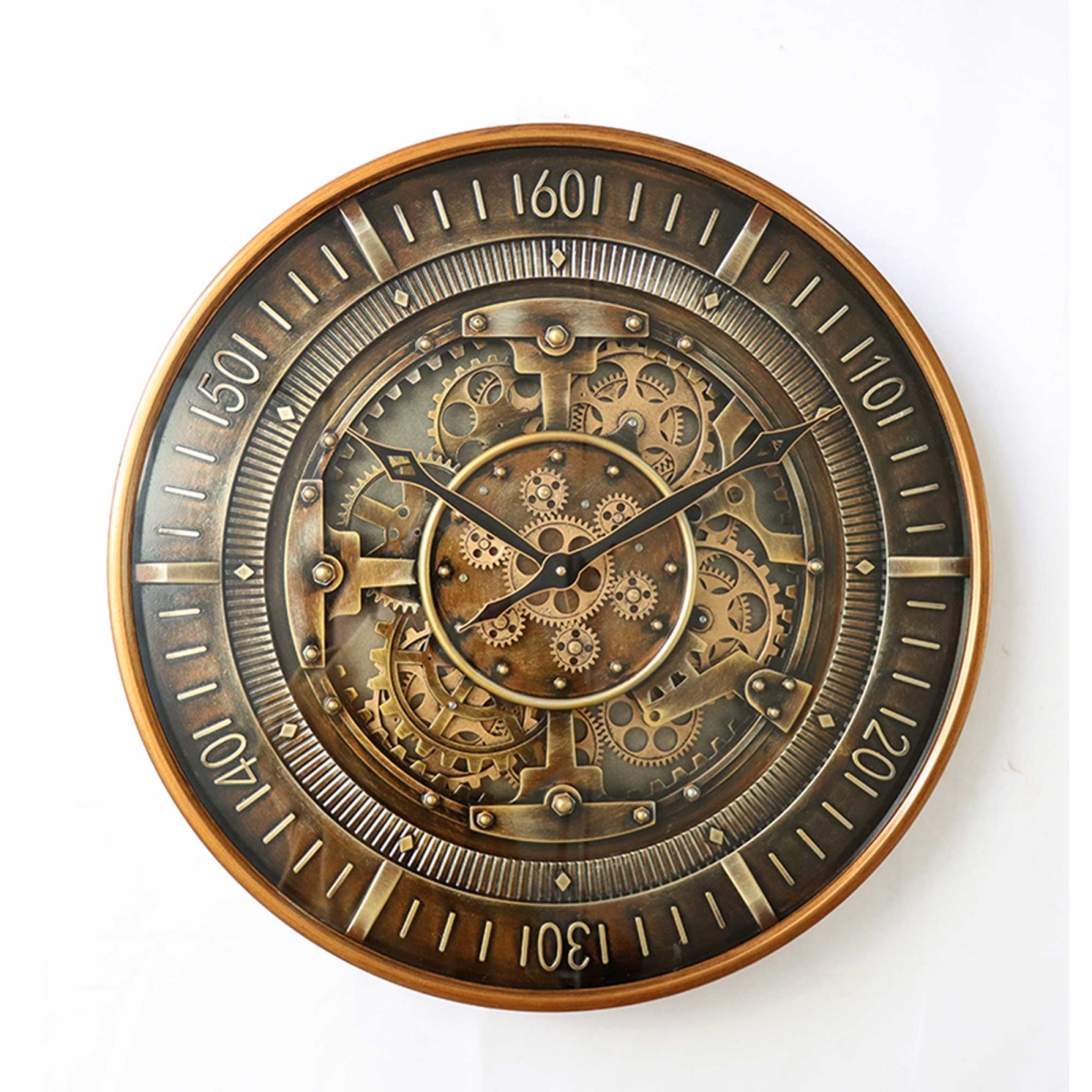 BM-WC1103 Bronze Tones Moving Gears With Seconds Display Wall Clock