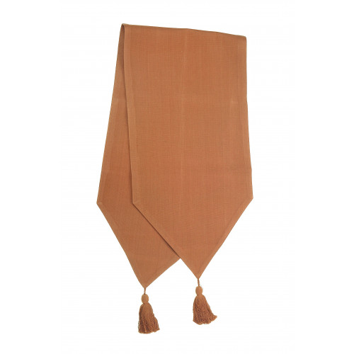 13 x 72 in. Ribbed Table Runner with Tassels, Rust