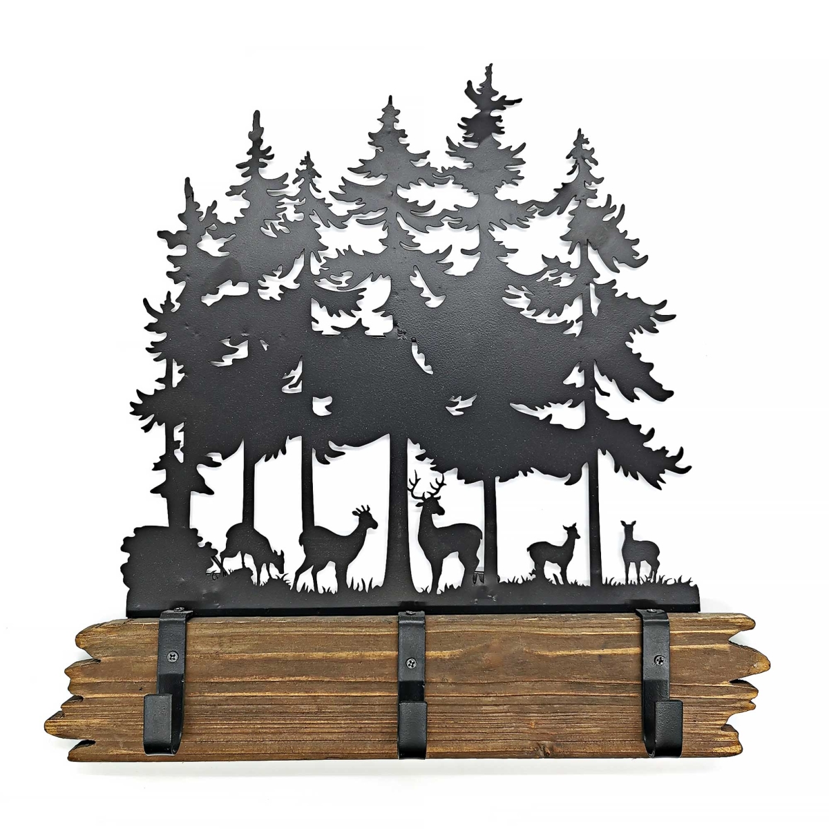 BM-WA0919 Deers In The Forest With 3 Hooks Wall Hook