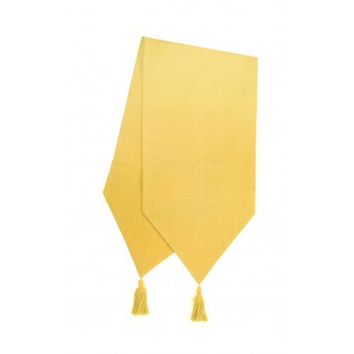13 x 72 in. Ribbed Table Runner with Tassels, Golden Yellow