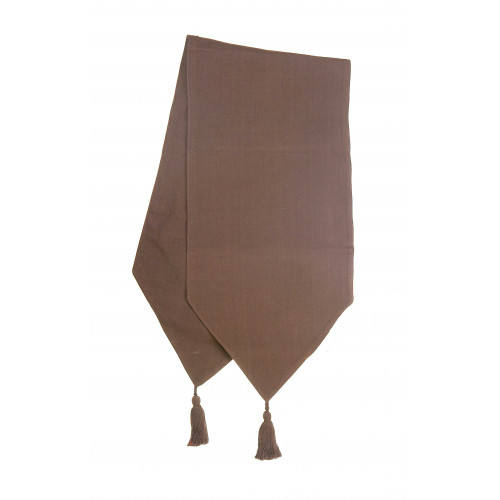 13 x 54 in. Ribbed Table Runner with Tassels, Chocolate