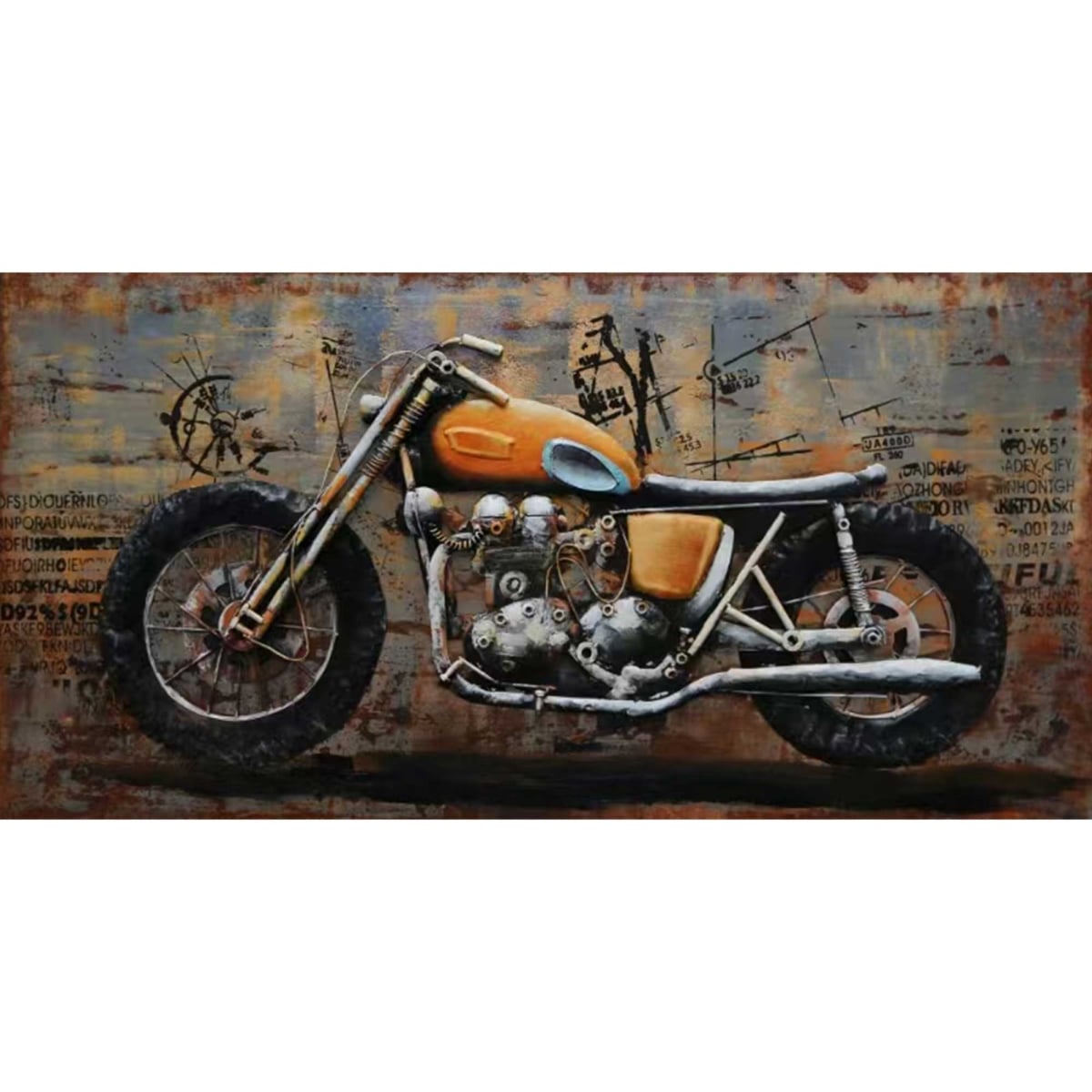 BM-WA3050 Hand Painted Orange Motorcycle 3D Wall Decor