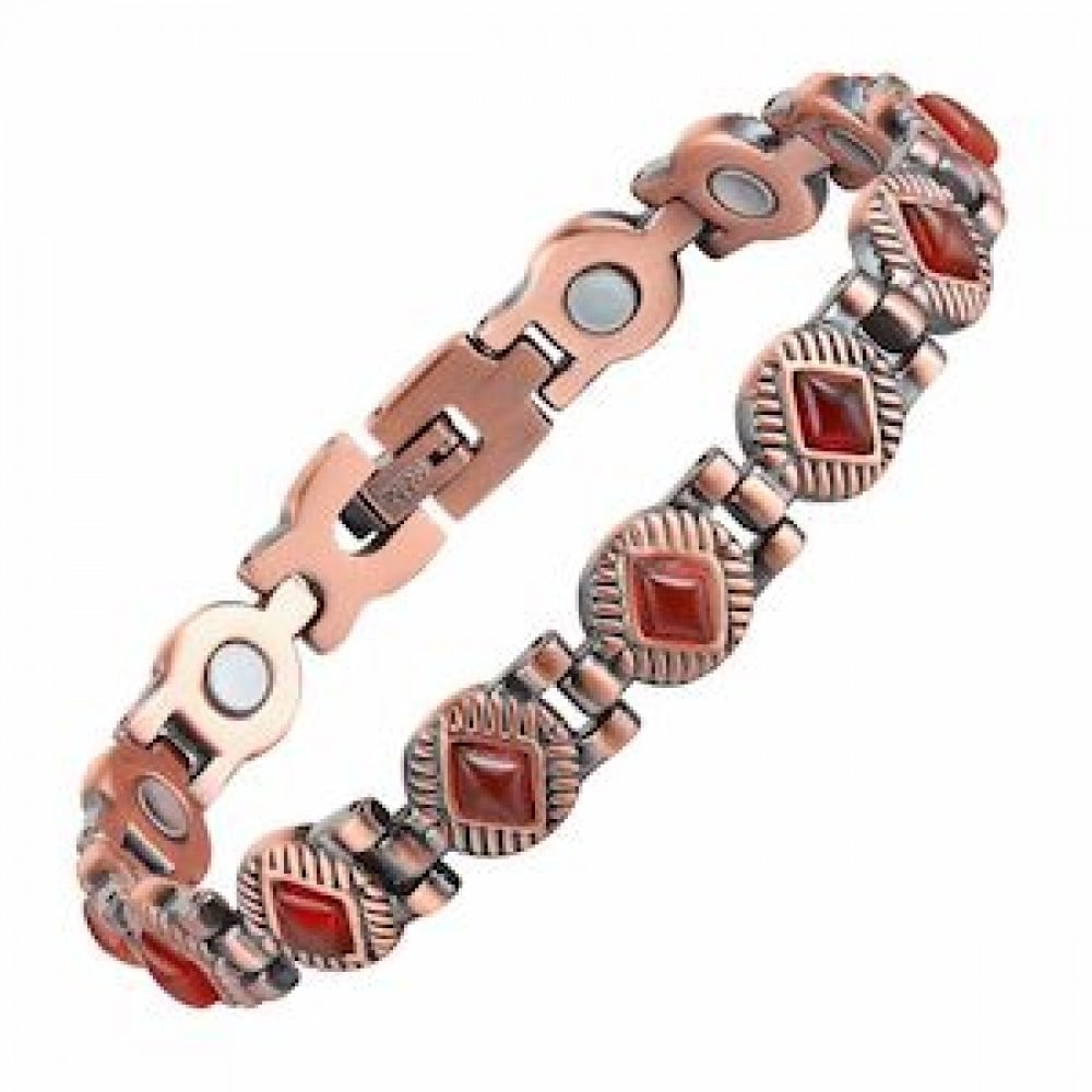 MJ-KSBR147 Red Agate Bohemian Pattern Copper Bracelet