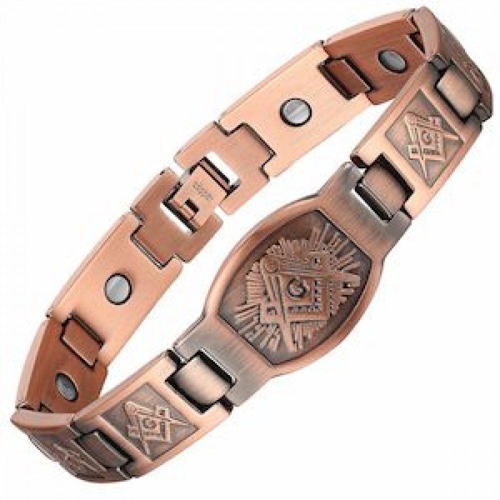 MJ-KSBR143 Vintage Masonic Style Pattern Copper Bracelet