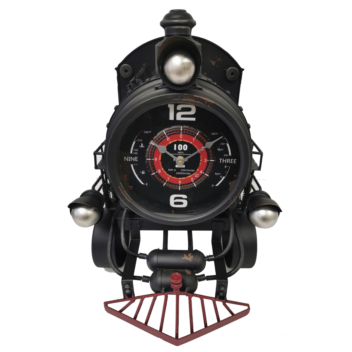 BM-WC1962 Distressed Look Locomotive With 6 Wheels Table Clock