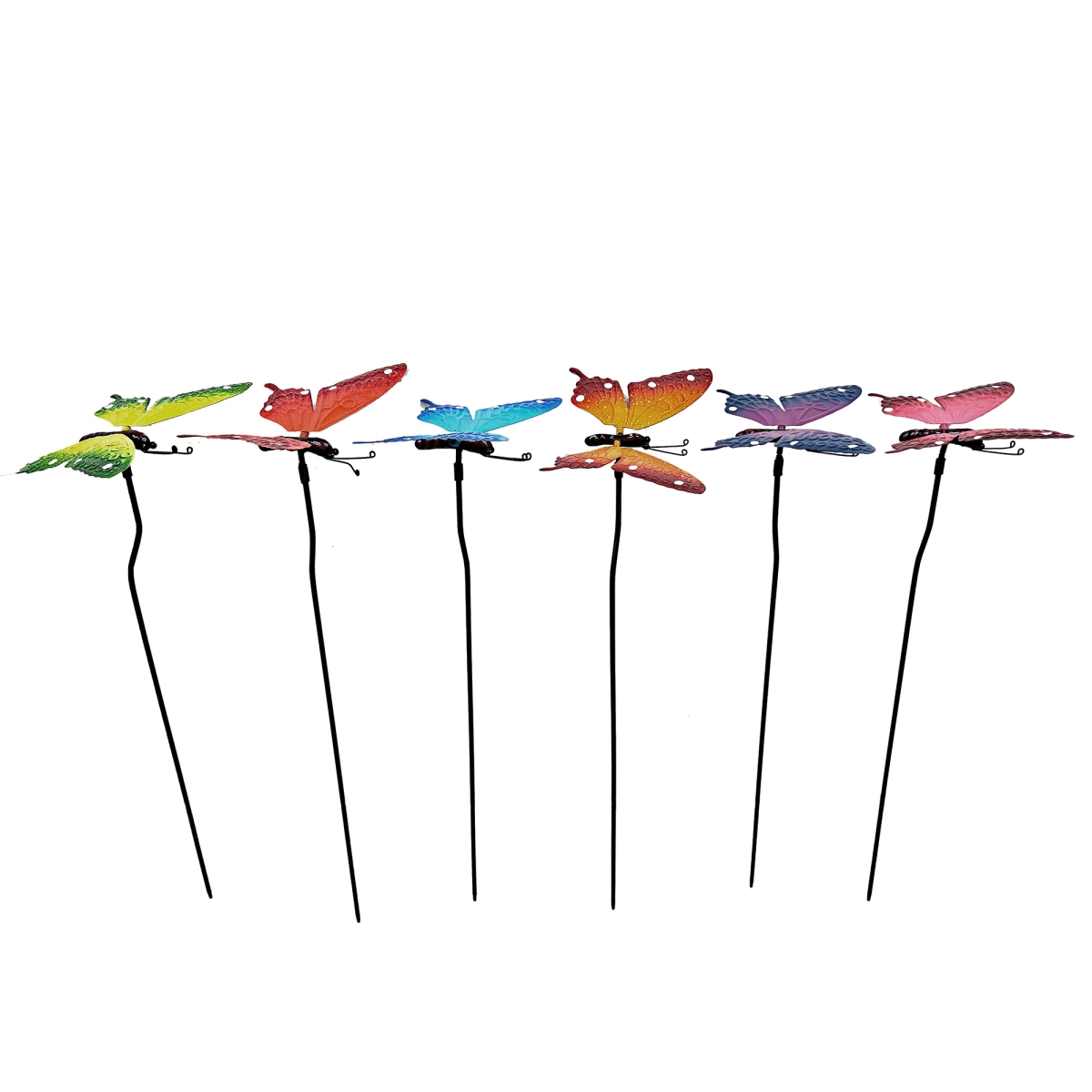 BM-GD6237 Set Of 6 Assorted Colour Butterflies Garden Stake