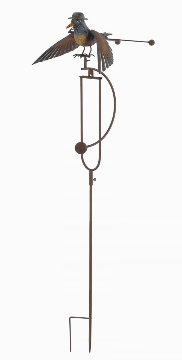 BM-GD6222 Rocking Winged Bird Wearing A Hat Garden Stake