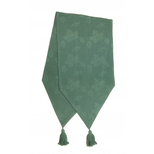 13 x 72 in. Ribbed Table Runner with Tassels, Hunter Green