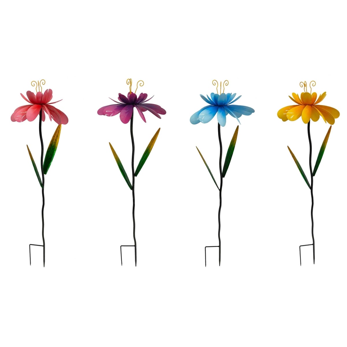 BM-JF2084 Set Of 4 Assorted Colors Spinning Wild Flowers Stake