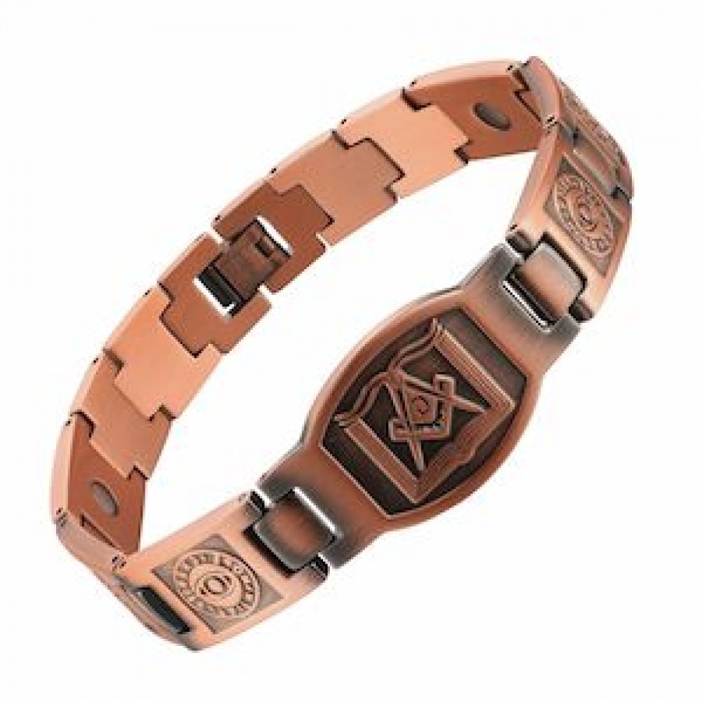 MJ-KSBR148 Vintage Masonic Style Pattern #2 Copper Bracelet