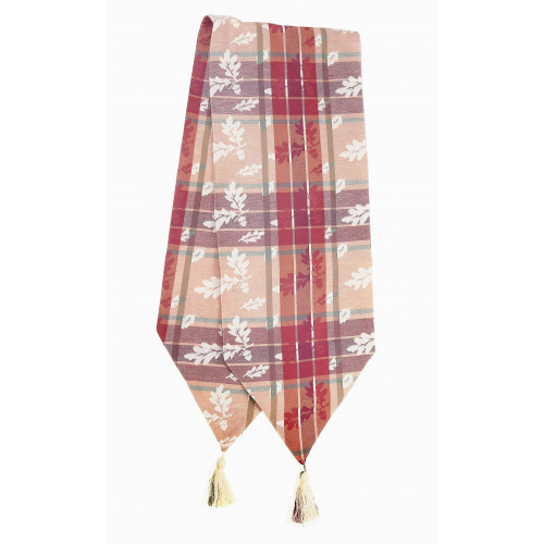 13 x 72 in. Ribbed Table Runner with Tassels, Oak Wood