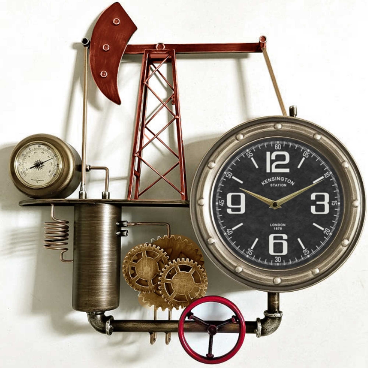 BM-WC1992 Oil Derrick Industrial Steampunk Wall Clock