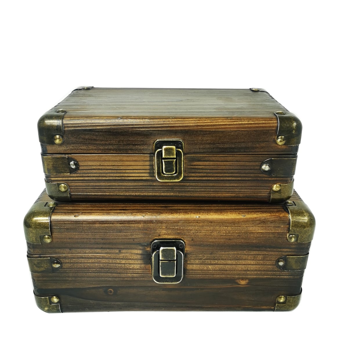 BM-CQG1767 Set Of 2 Suitcase Look With Cooper Corners Decorative Boxes