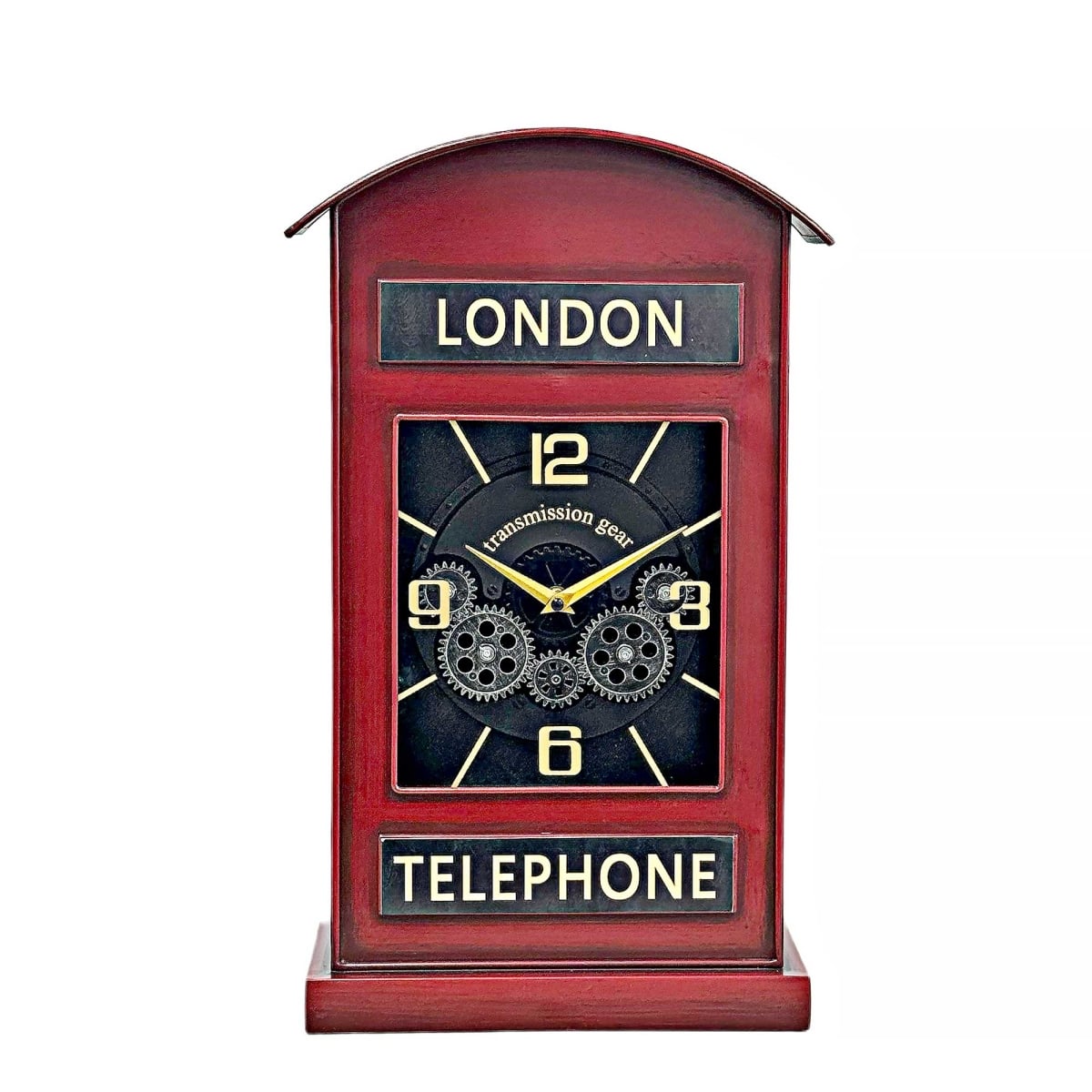 BM-TC3032 London Telephone Box With Exposed Gears Wall Or Table Clock