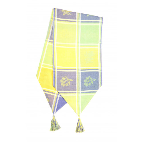 13 x 54 in. Ribbed Table Runner with Tassels, Lemon Cherry