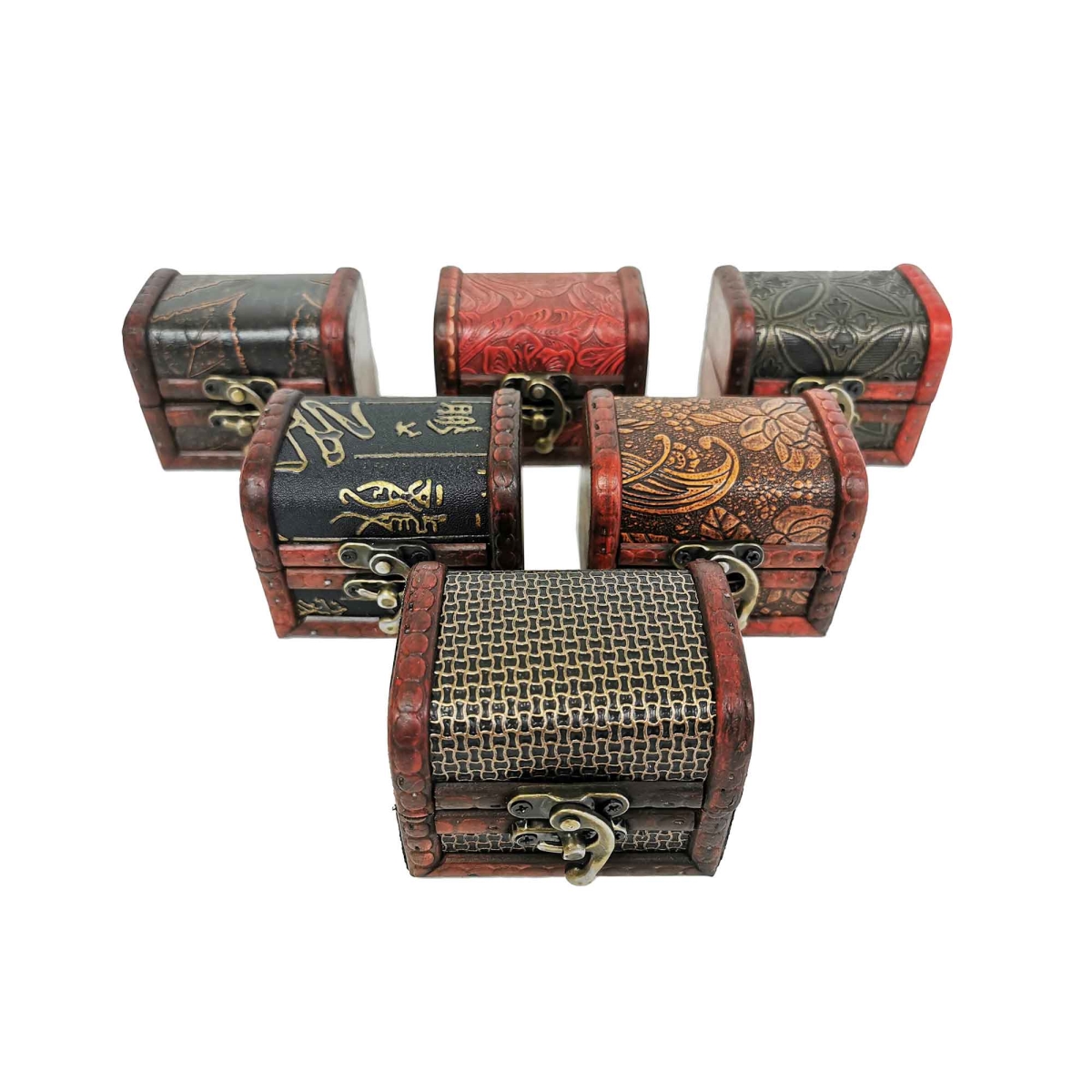 BM-XLG17317 Set Of 6 Assorted Colors And Patterns Decorative Mini Boxes