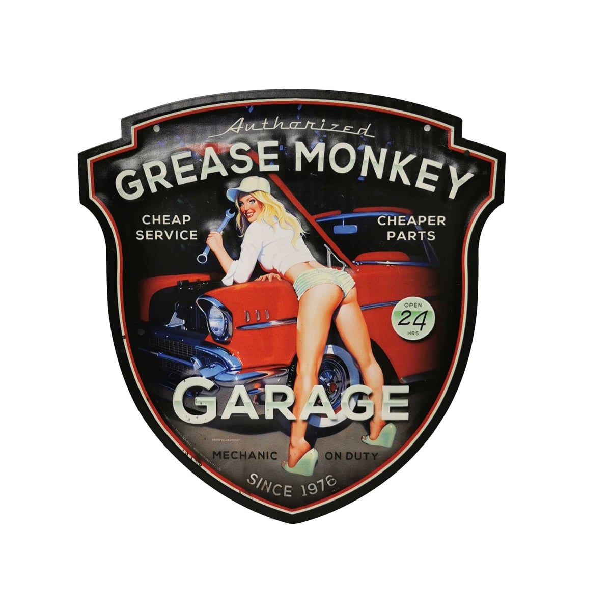 BM-JD1815 Grease Monkey With 70S Pinup Girl Image Sign