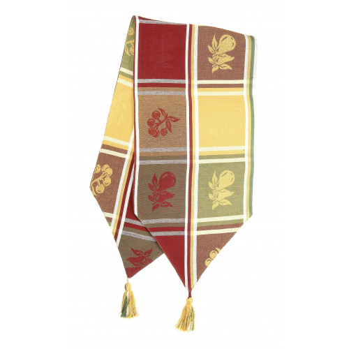 13 x 72 in. Ribbed Table Runner with Tassels, Red Cherry