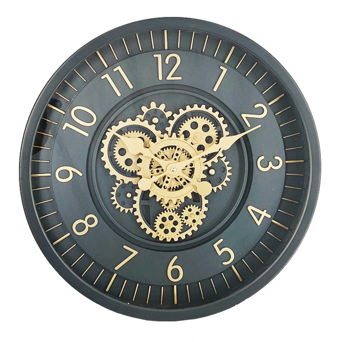 BM-WC1104 Dark Blue With Gold Moving Gears Wall Clock