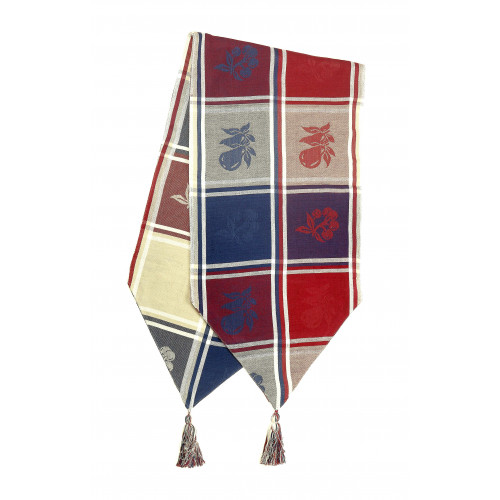 13 x 54 in. Ribbed Table Runner with Tassels, Burgundy Cherry