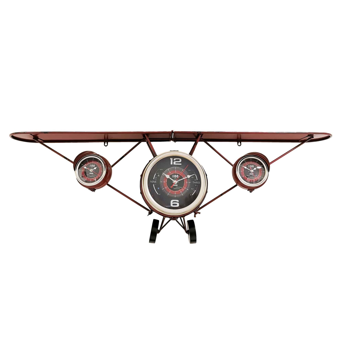 BM-WC1974 Red Airplane With Wing Shelf Wall Clock