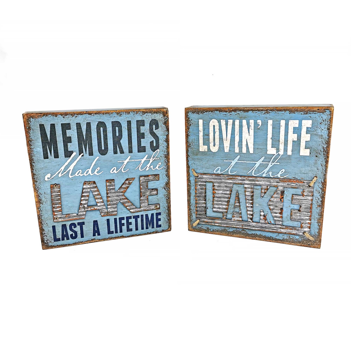 BM-WA0912 Set Of 2 Assorted Messages About Lake Life Plaque