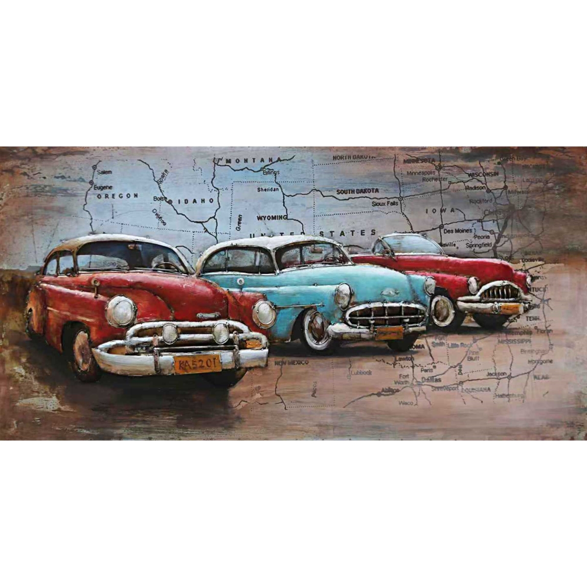 BM-WA3048 Hand Painted Vintage Cars 3D Wall Decor