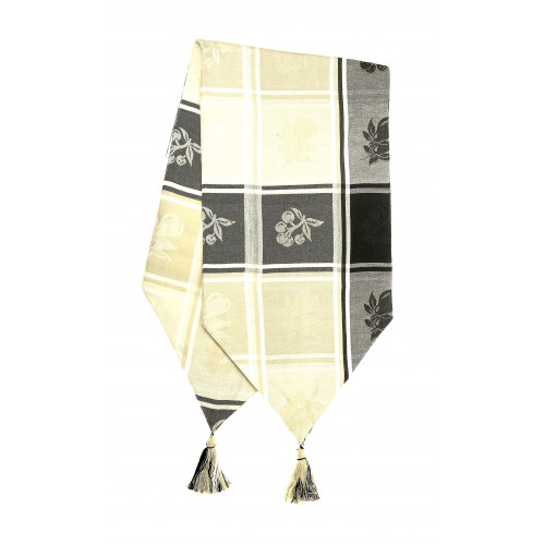 13 x 72 in. Ribbed Table Runner with Tassels, Black Cherry