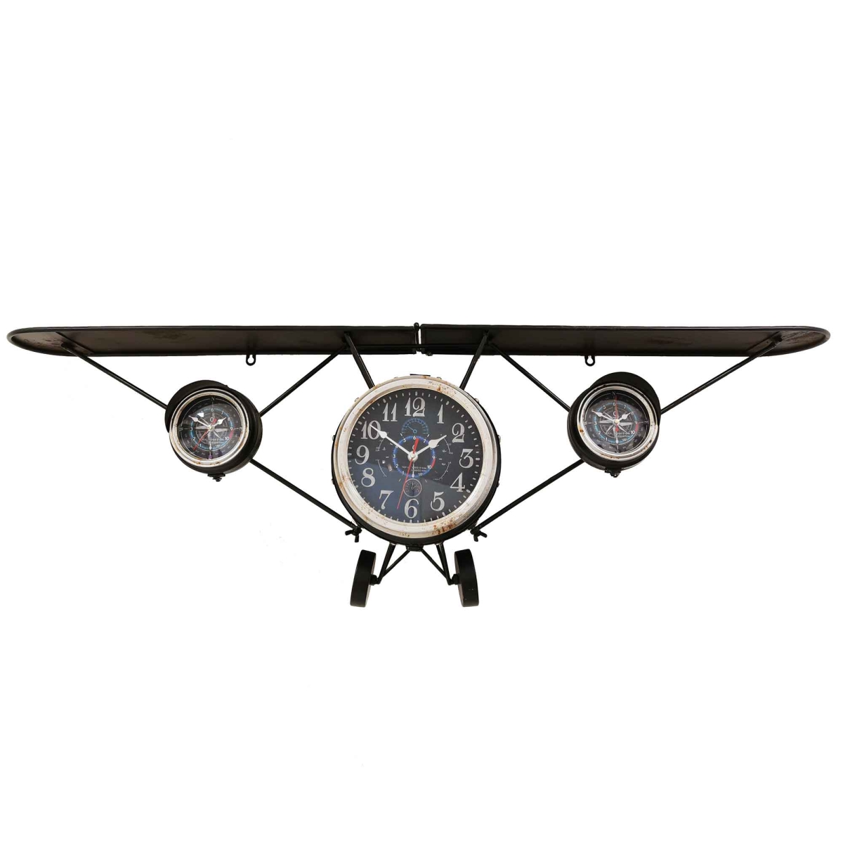 BM-WC1973 Black Airplane With Wing Shelf Wall Clock