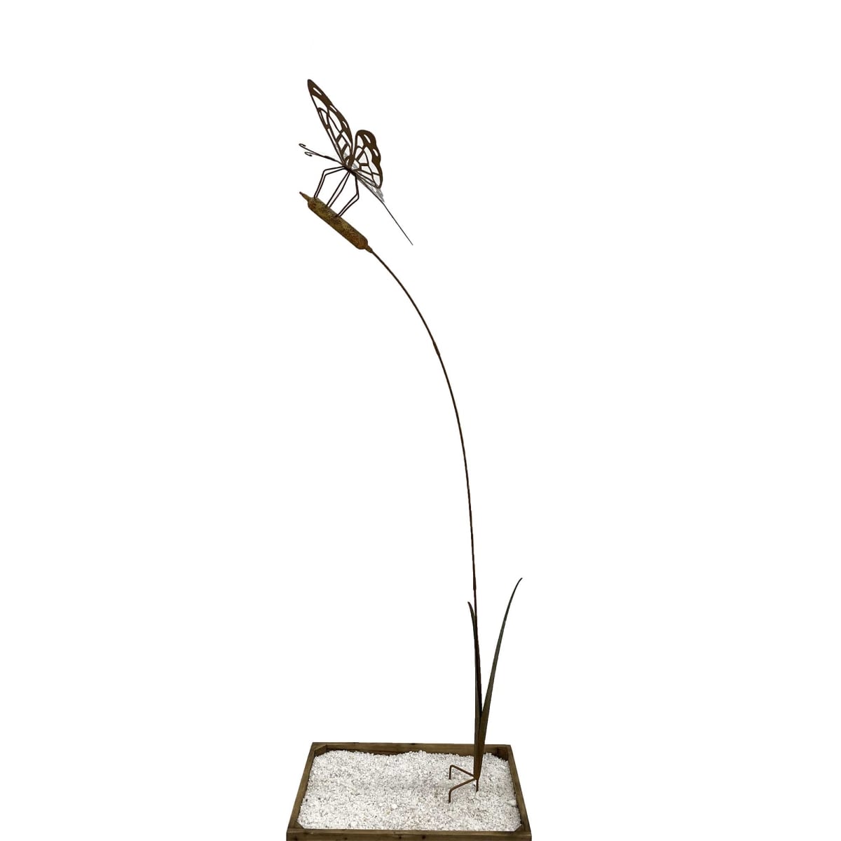 BM-GD6240 Rustic Dragonfly On A Bullrush Garden Stake