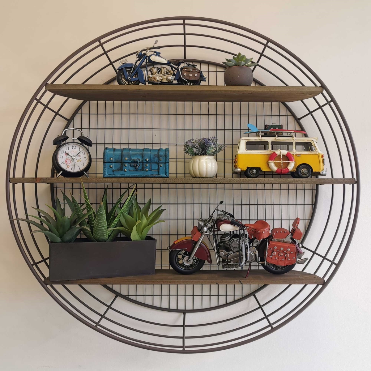 BM-WA0938 Circular Frame With 3 Shelves Wall Mounted Shelf