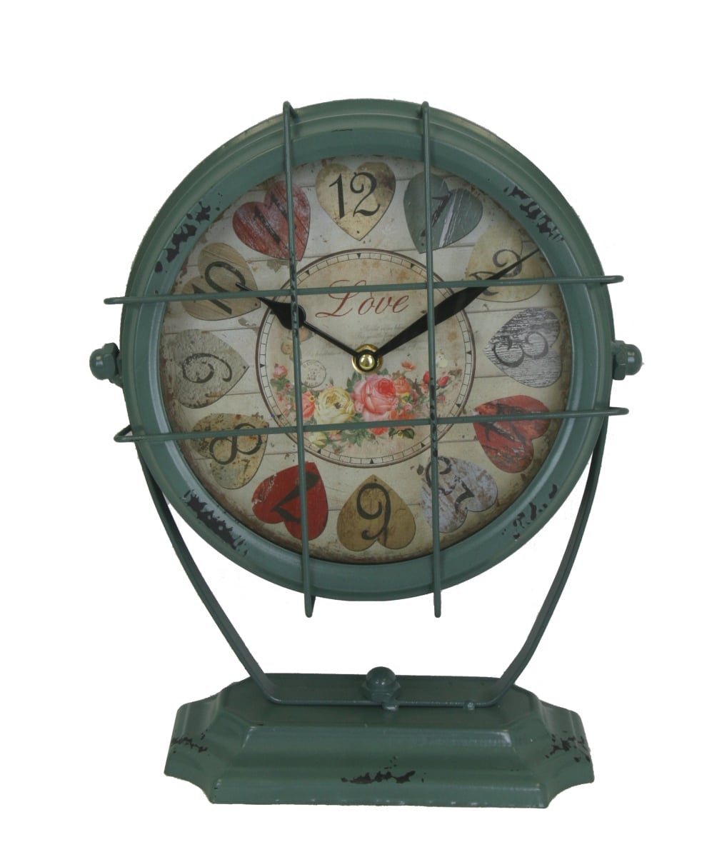 BM-W14-C46 Head Light In A Cage With Hearts And Numbers Faceplate Table Clock