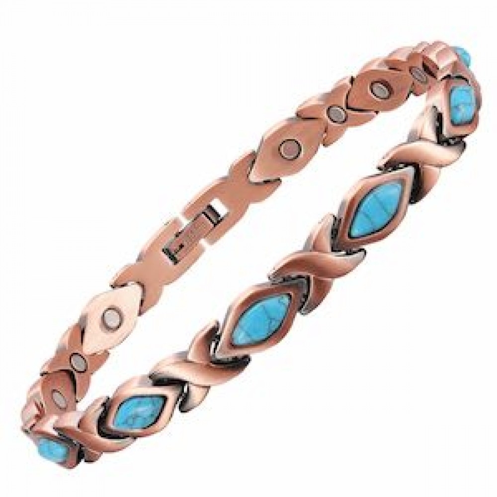MJ-KSBR151 Turquoise Evil Eye Pattern Copper Bracelet