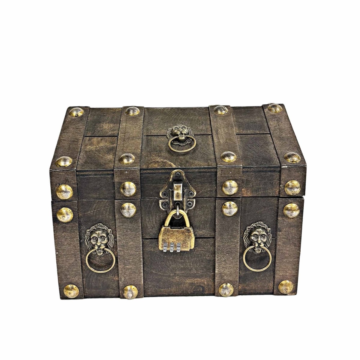 BM-XLG17324 Grey With Lion Decor And Lock Decorative Chest