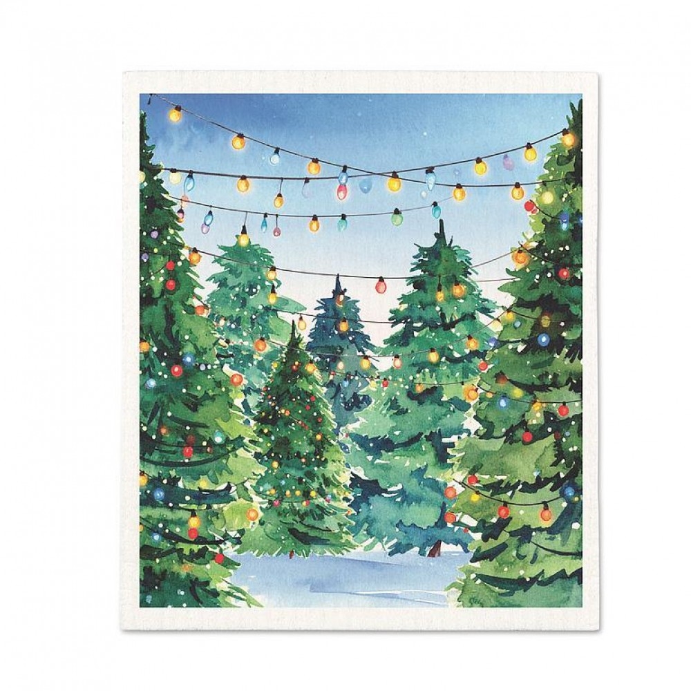AB-20-ASD-TREELOT Christmas Tree Lot Dishcloth