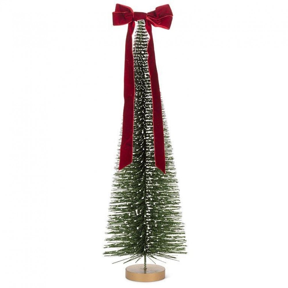 AB-27-TANENBAUM-269-LG Large Glitter Tree With Velvet Bow Figurine