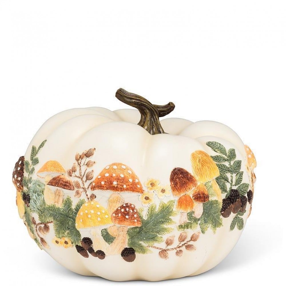 AB-27-FESTOON-525 Low Pumpkin With Mushrooms Figurine