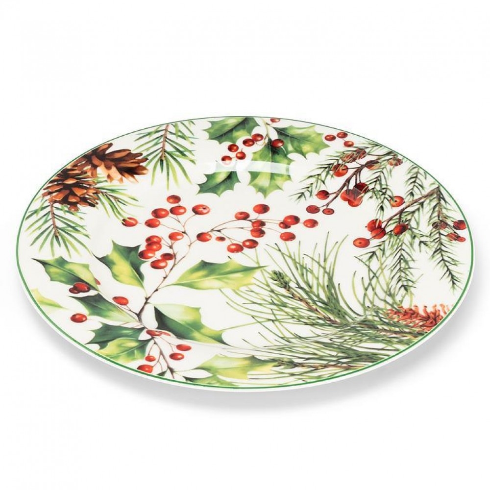AB-27-PINEBERRY-CKPL Holly And Pine Plate