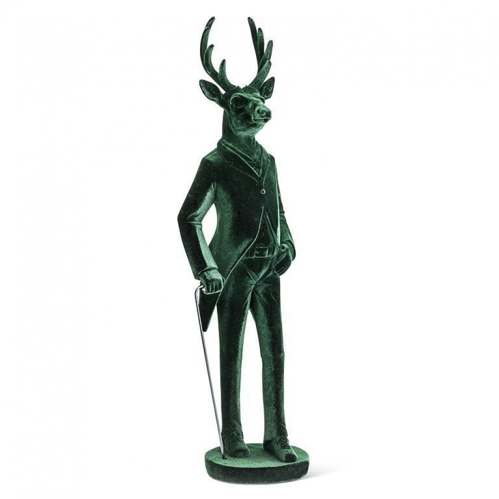 AB-27-BESPOKE-5832-GRN Stag Standing With A Cane Figurine