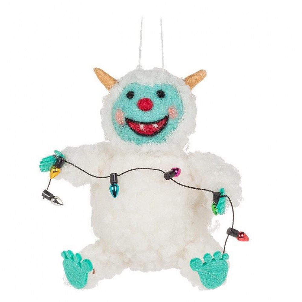 AB-27-MERINO-316 Yeti With Christmas Lights Ornament