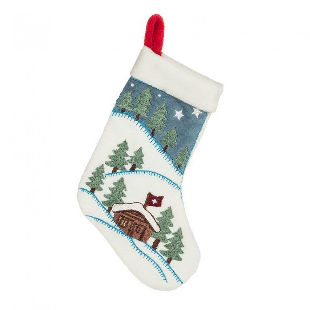AB-93-STITCH-047 Cabin Scene Small Stocking Ornament