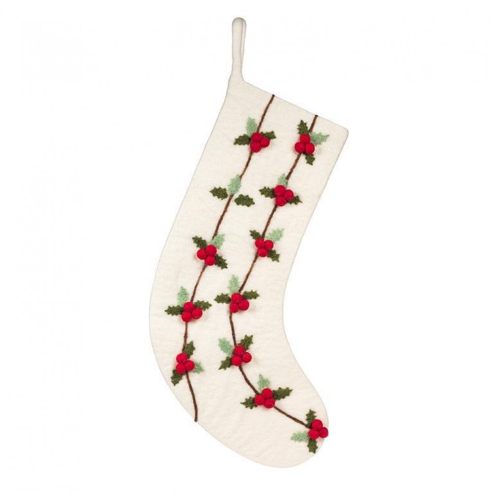 AB-28-NEPAL-115 Holly And Berries Patterned Stocking