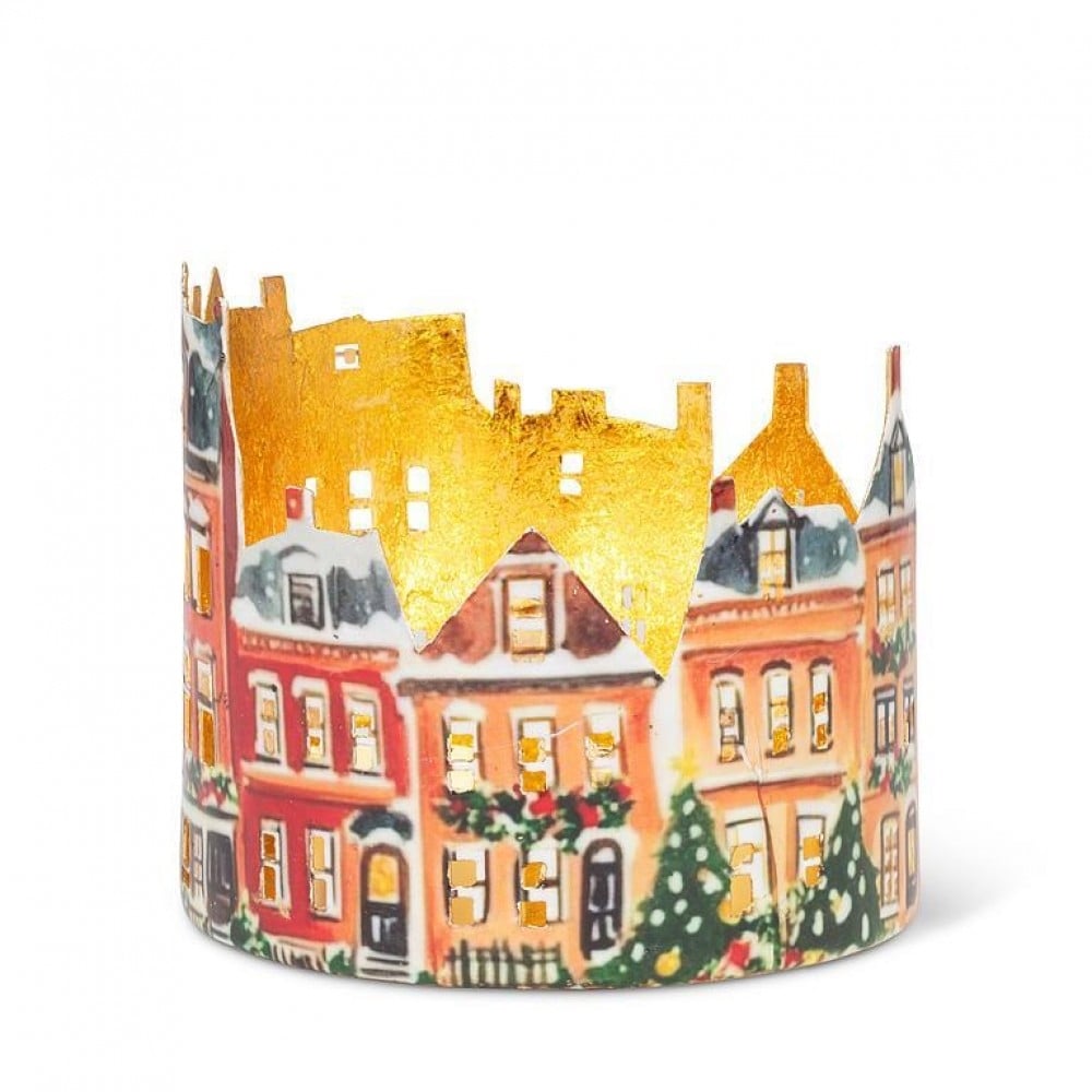AB-37-IMPRINT-VOT-028 Medium Village Scene Votive Candle Holder