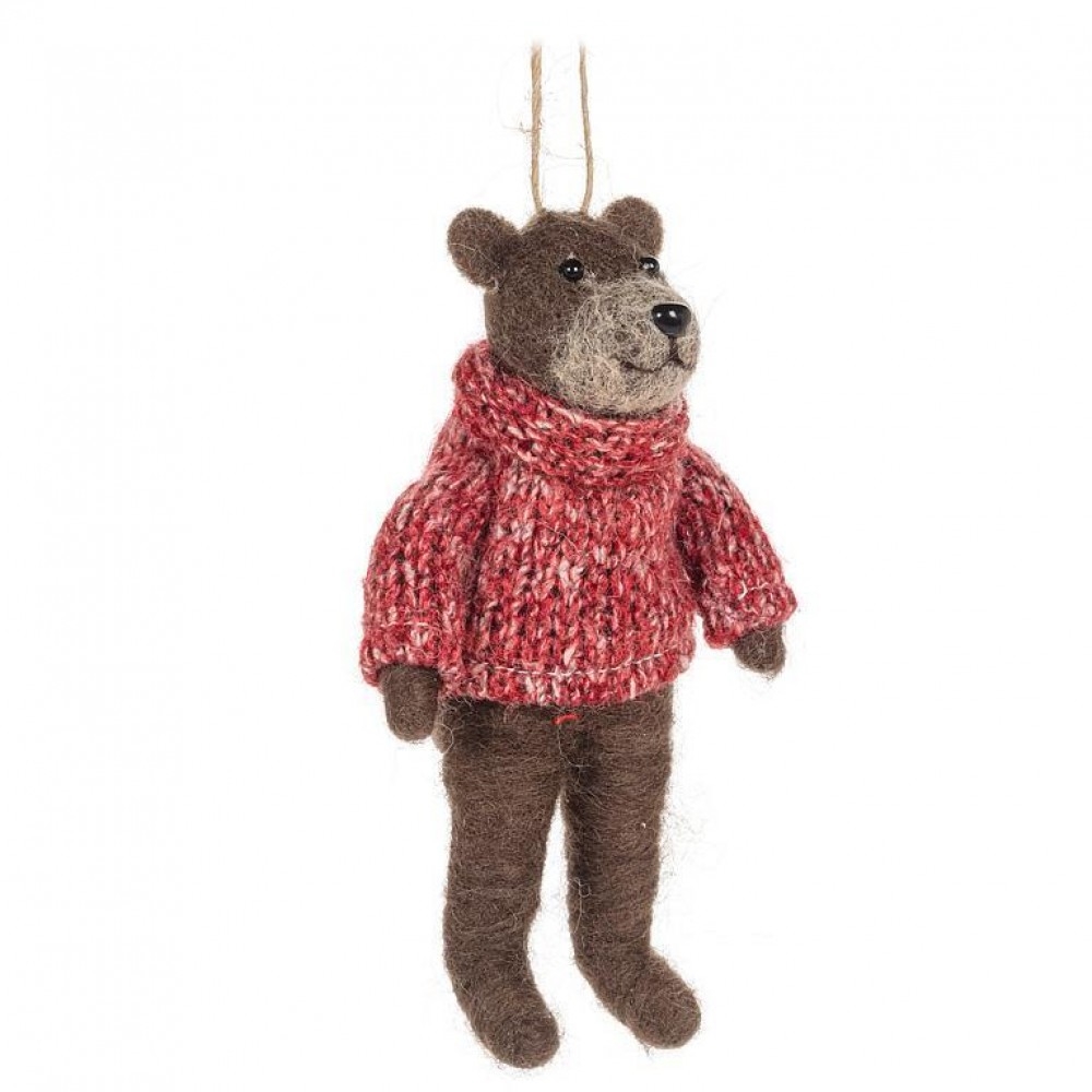 AB-27-MERINO-083 Bear In Sweater Ornament