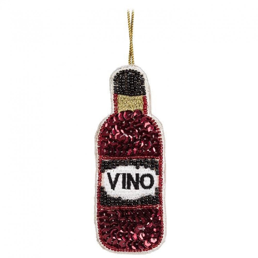 AB-41-KEEPSAKE-580 Beaded Bottle Of Vino Ornament