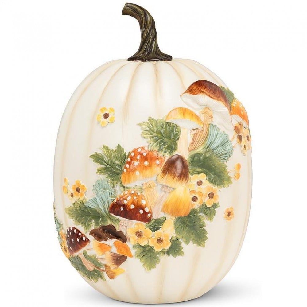 AB-27-FESTOON-325 Tall Pumpkin With Mushrooms Figurine
