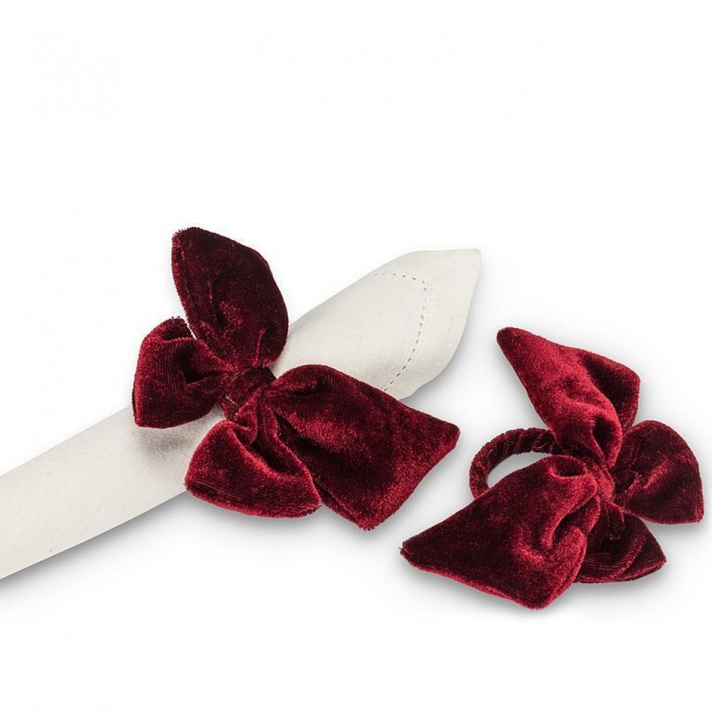 AB-40-BOW-BURG Burgundy Velvet Bow Napkin Ring